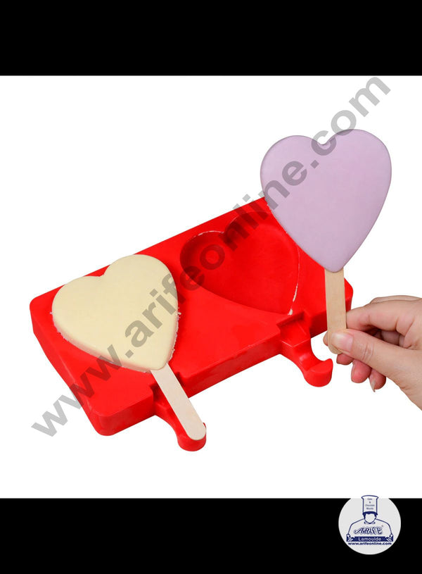 Cake Decor 2 Cavity Plain Heart Shape Silicone Popsicle And Cakesicle Molds Easy Ice Cream Bar Mould SBSM-748