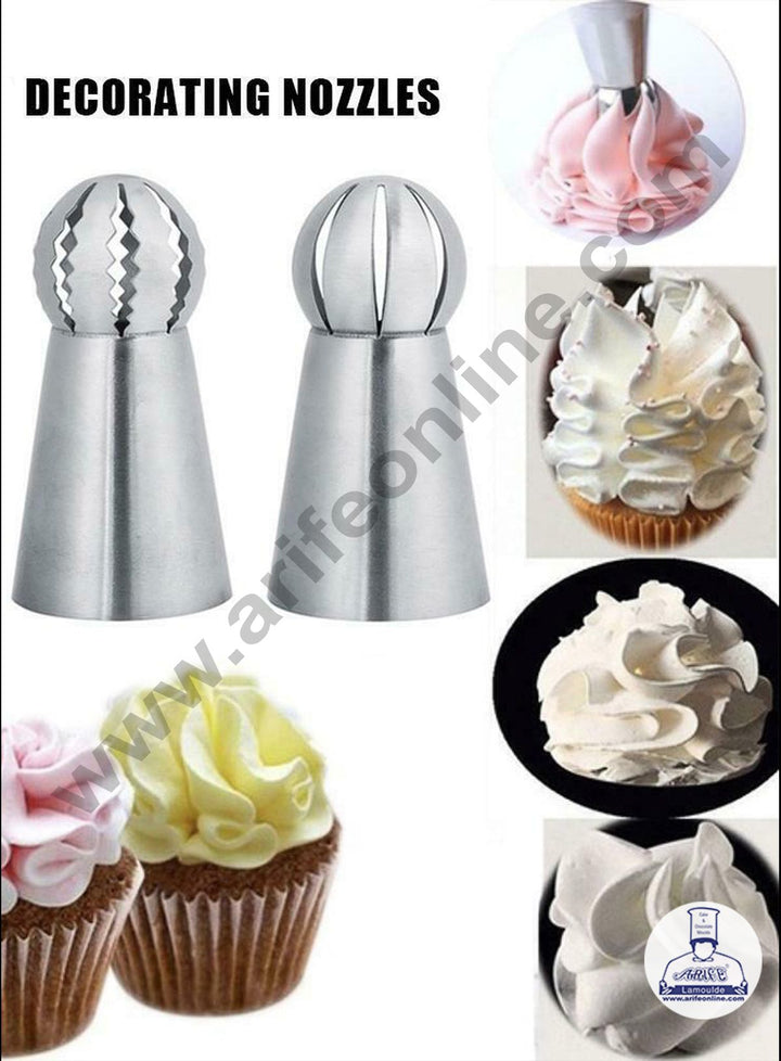 Cake Decor 2 Pcs Medium Ball Tip Balloon Russian Nozzle Set Pastry Tips Cupcake Cake Decorating Nozzle SBNO-134