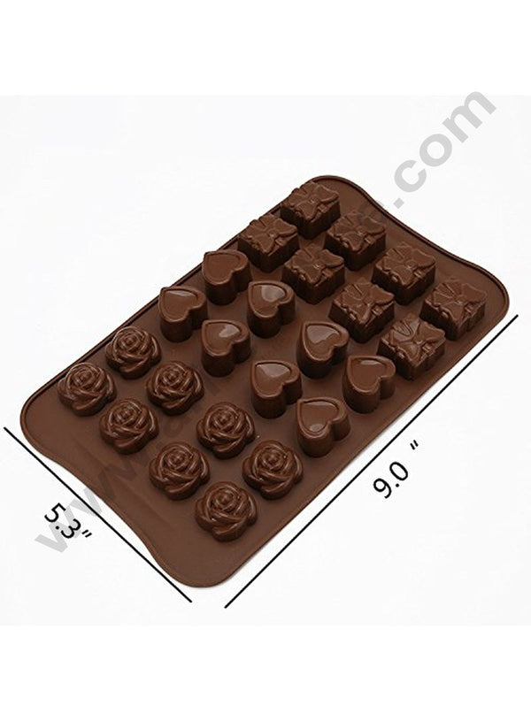Cake Decor 24 Cavity Heart Gift Rose Shapes Valentines Silicone Chocolate Mould