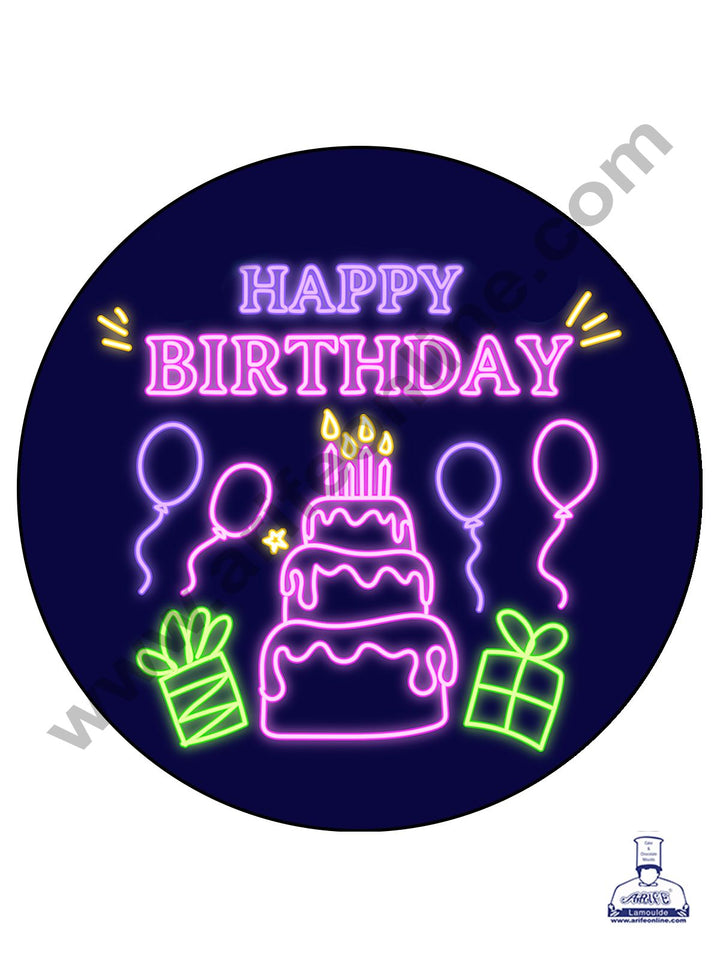 Cake Decor 240 Pieces Round 1.5 Inch Multicolour Stickers - Happy Birthday