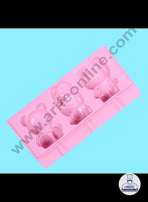 Cake Decor 3 Cavity Hello Kitty And Teddy Shape Silicone Popsicle And Cakesicle Molds Easy Ice Cream Bar Mould SBSM-745