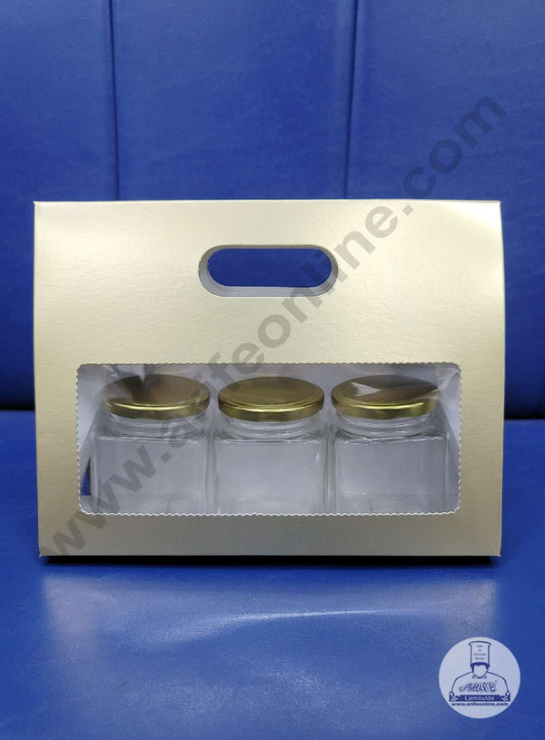 Cake Decor 3 Mason Jar Paper Carry Bags Gold - Large (10 Pcs)