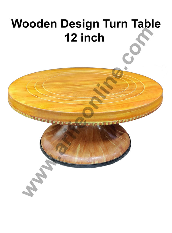 Cake Decor 360 Degree Rotating Cake Stand Cake Decorating Turntable, Wooden Pattern 12-inch