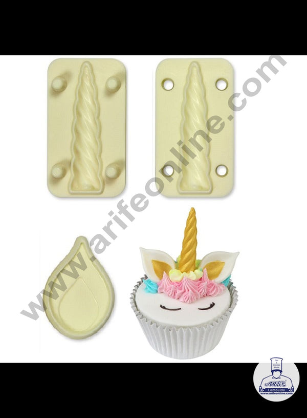 Cake Decor 3pcs Unicorn Horn And Ears pop it set Shape Cake and Cupcake Cutters Fondant Tool SBDT-3185