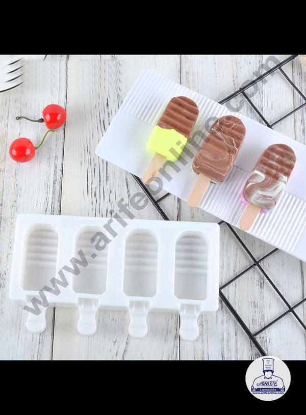 Cake Decor 4 Cavity Half Grooves Shape Silicone Popsicle And Cakesicle Molds Easy Ice Cream Bar Mould