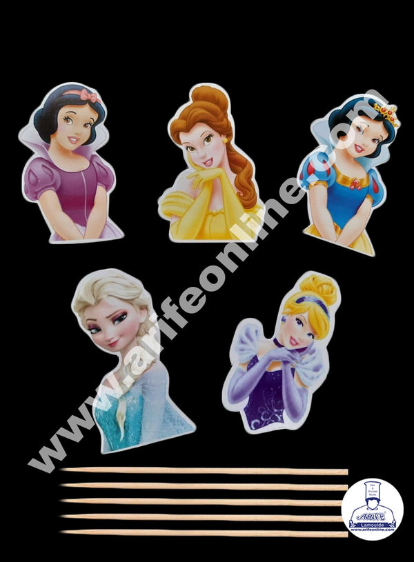 Cake Decor 5 pcs Different Princess Paper Topper For Cake And Cupcake
