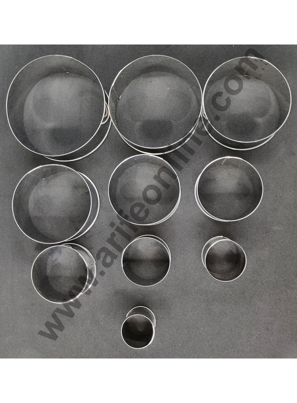 Cake Decor 10Pcs Round Shape Stainless Steel Cookie Cutter, Cutter Bakeware Mould Biscuit