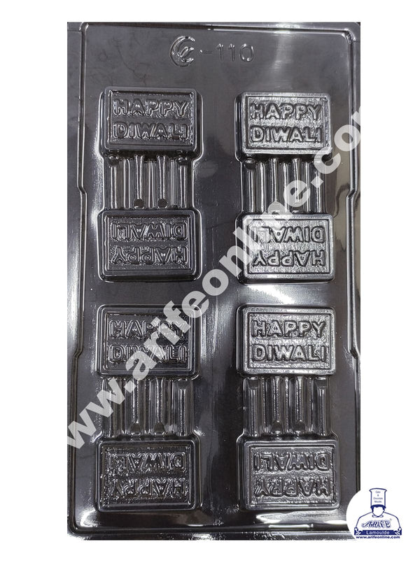 Cake Decor 8 Cavity Diwali Happy Diwali Mold PVC Chocolate mould (10 pcs pack)