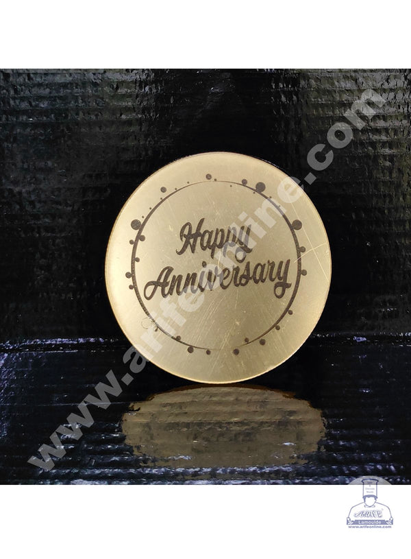Cake Decor Acrylic Happy Anniversary Coin Topper for Cake and Cupcakes ( SBMT-Coin-013 )
