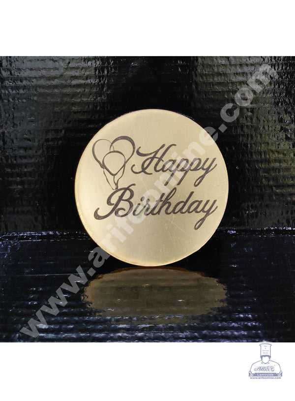 Cake Decor Acrylic Happy Birthday Coin Topper for Cake and Cupcakes ( SBMT-Coin-001 )