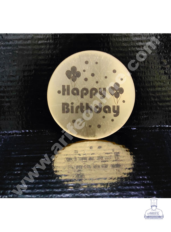 Cake Decor Acrylic Happy Birthday Coin Topper for Cake and Cupcakes ( SBMT-Coin-002 )