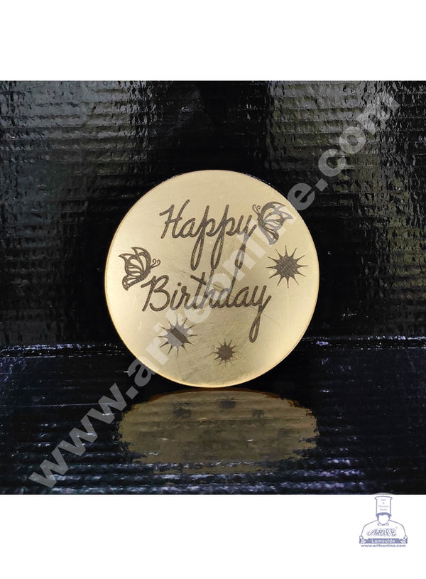Cake Decor Acrylic Happy Birthday Coin Topper for Cake and Cupcakes ( SBMT-Coin-003 )