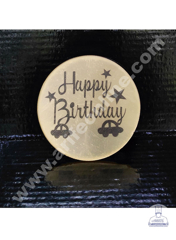 Cake Decor Acrylic Happy Birthday Coin Topper for Cake and Cupcakes ( SBMT-Coin-004 )