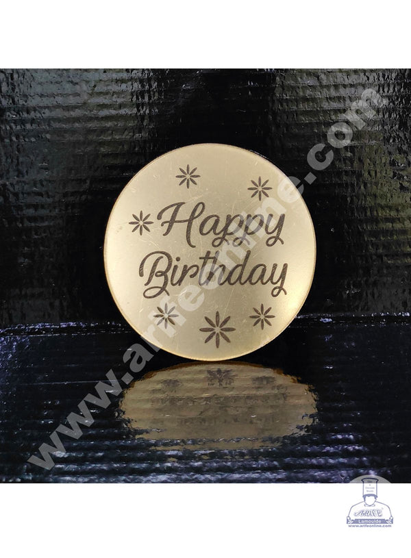 Cake Decor Acrylic Happy Birthday Coin Topper for Cake and Cupcakes ( SBMT-Coin-006 )