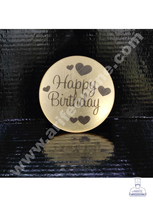 Cake Decor Acrylic Happy Birthday Coin Topper for Cake and Cupcakes ( SBMT-Coin-007 )