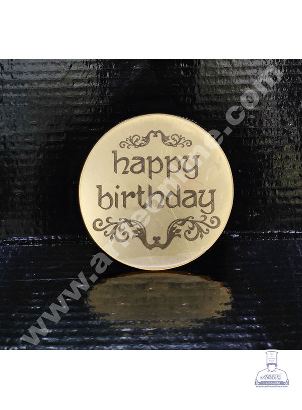 Cake Decor Acrylic Happy Birthday Coin Topper for Cake and Cupcakes ( SBMT-Coin-008 )