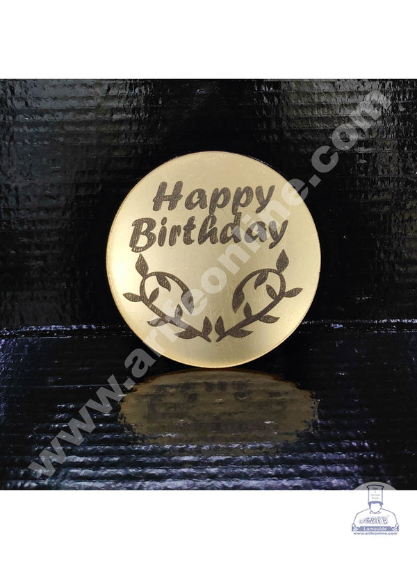 Cake Decor Acrylic Happy Birthday Coin Topper for Cake and Cupcakes ( SBMT-Coin-009 )