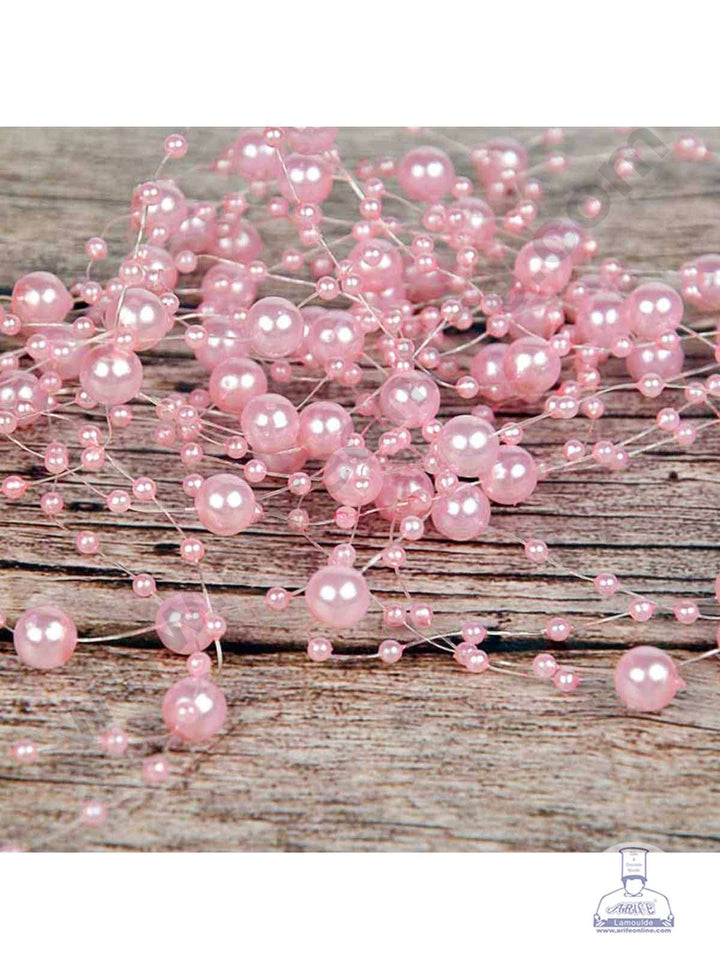 Cake Decor Artificial Pearls String Beads Chain Garland Flowers Wedding Christmas Party Decoration 3mm 8mm Beads - Light Pink