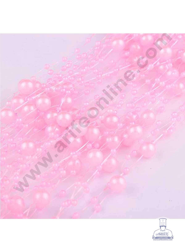 Cake Decor Artificial Pearls String Beads Chain Garland Flowers Wedding Christmas Party Decoration 3mm 8mm Beads - Light Pink