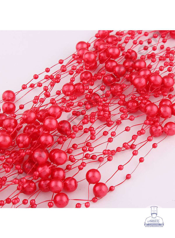 Cake Decor Artificial Pearls String Beads Chain Garland Flowers Wedding Christmas Party Decoration 3mm 8mm Beads - Red