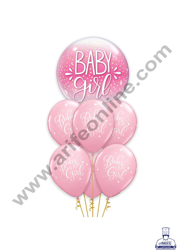 Cake Decor Baby Girl Theme Balloons Set ( Pack of 7 Pcs )