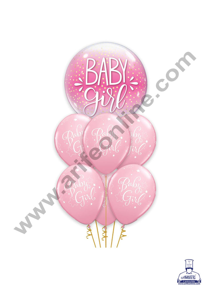 Cake Decor Baby Girl Theme Balloons Set ( Pack of 7 Pcs )