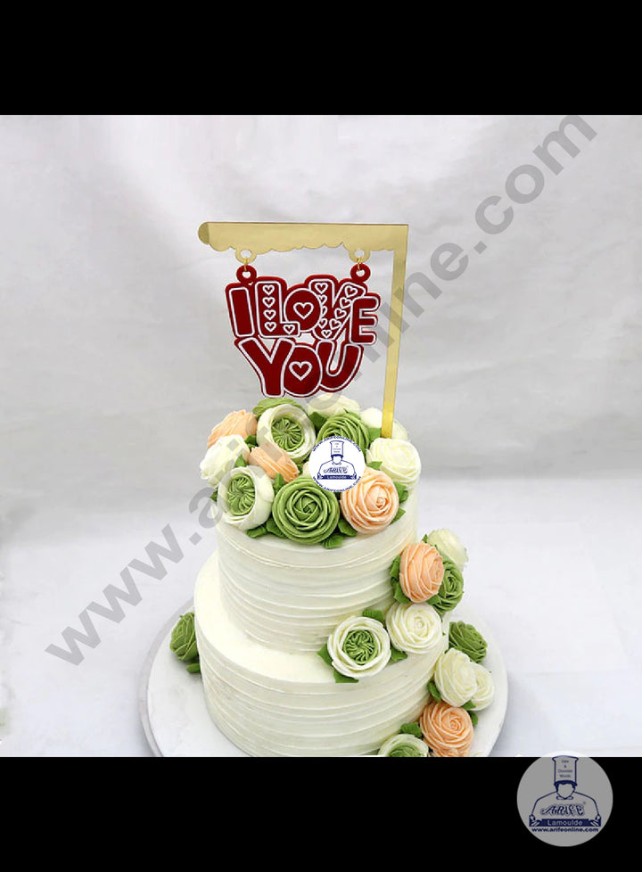 Cake Decor Exclusive Acrylic Hanging Cake Topper - I Love You (Red)