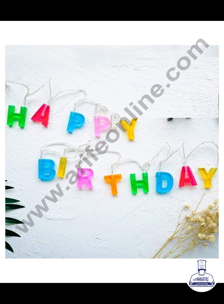 Cake Decor HAPPY BIRTHDAY LED String Lights, Multicolor Light Up Letter Birthday Party Hanging Decoration