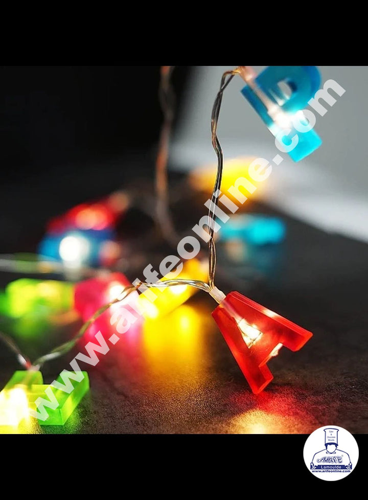 Cake Decor HAPPY BIRTHDAY LED String Lights, Multicolor Light Up Letter Birthday Party Hanging Decoration