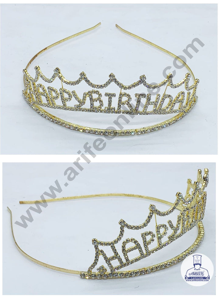 Cake Decor Happy Birthday Diamond Crown For Birthday Cake Decoration Party Wedding Hair Accessories