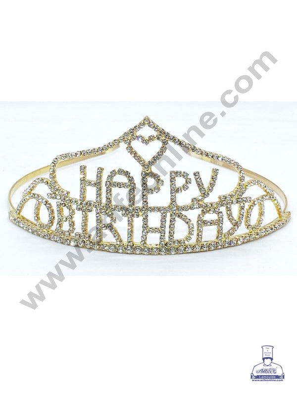 Cake Decor Happy Birthday Heart Diamond Crown For Birthday Cake Decoration Party Wedding Hair Accessories