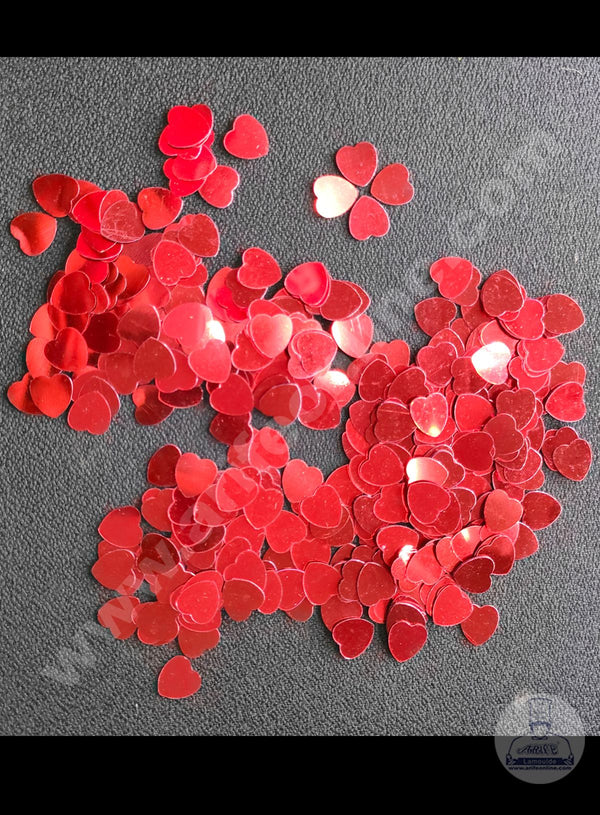 Cake Decor Heart Shape Confetti for Table Party Decoration - Red