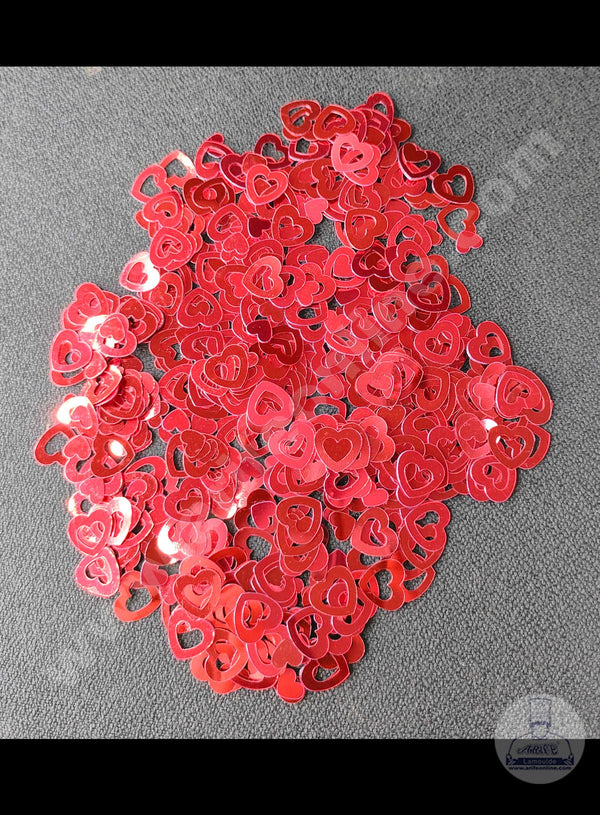 Cake Decor Heart in Heart Shape Confetti for Table Party Decoration - Red