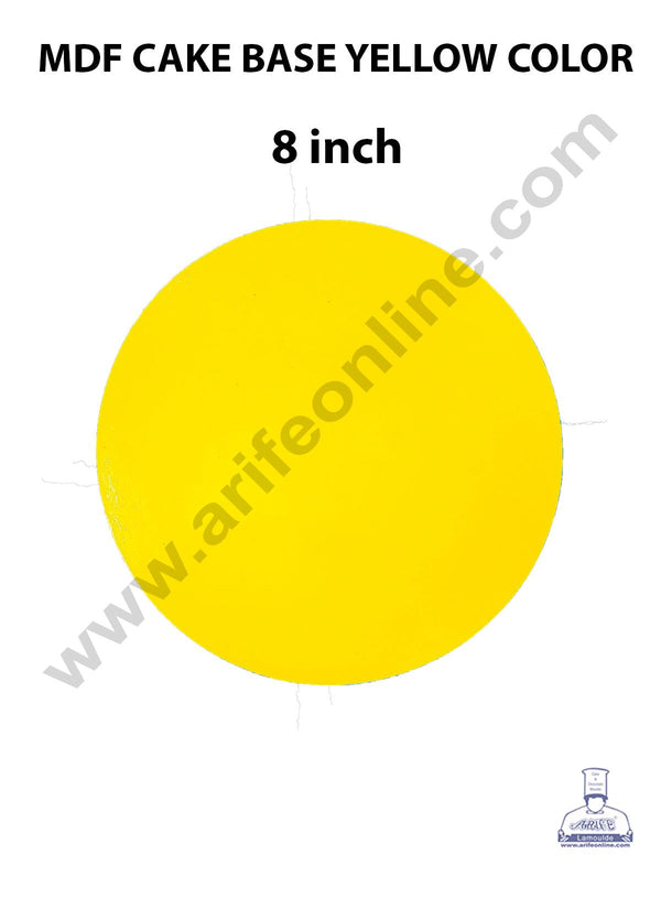 Cake Decor MDF Cake Base 10 Pieces Round - Yellow Color - 08 inch