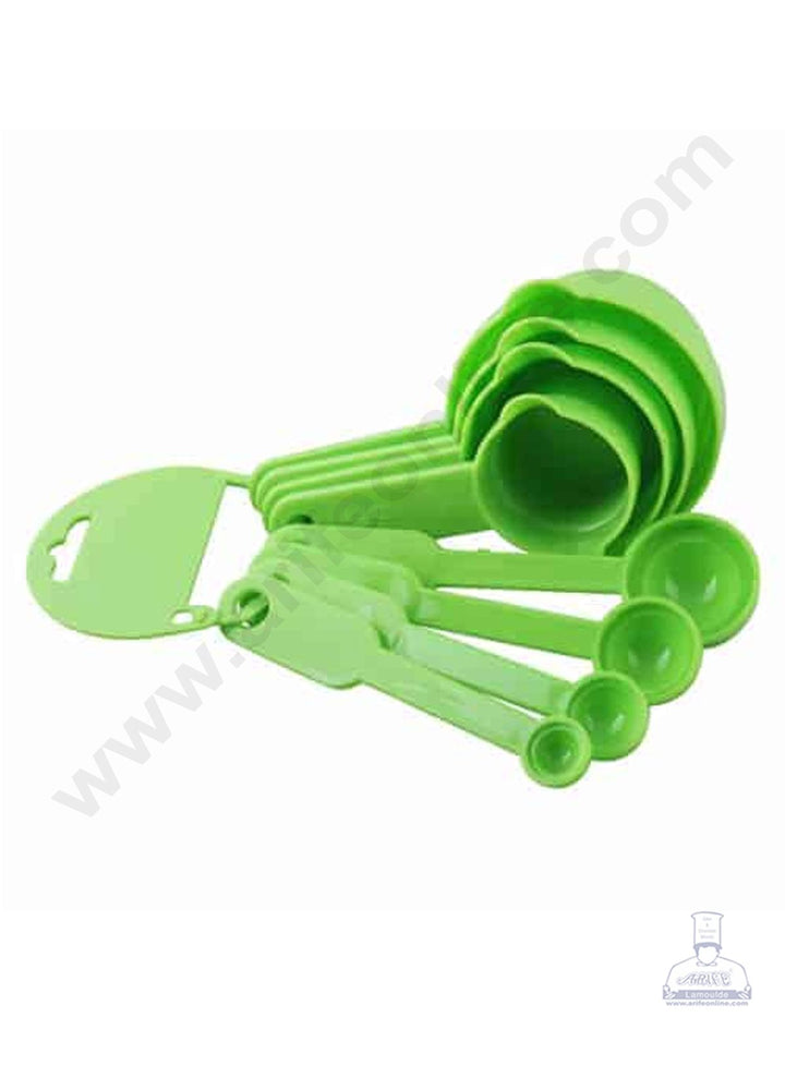 Cake Decor Measuring Cups And Spoons Set 8 Pcs - Multicolor-Green