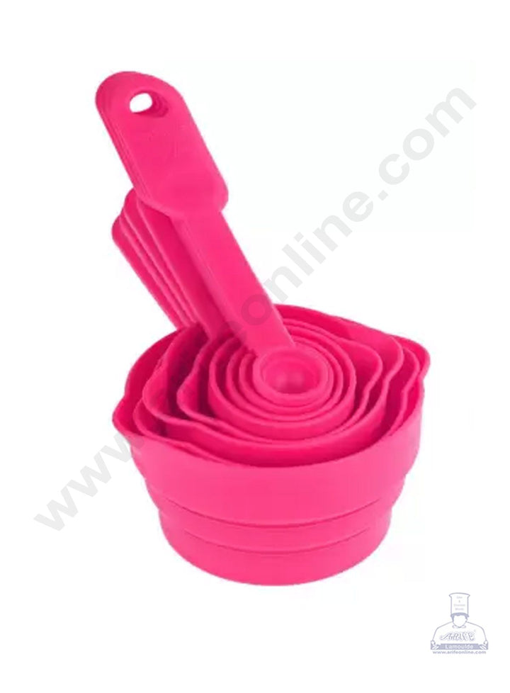 Cake Decor Measuring Cups And Spoons Set 8 Pcs - Multicolor-Pink
