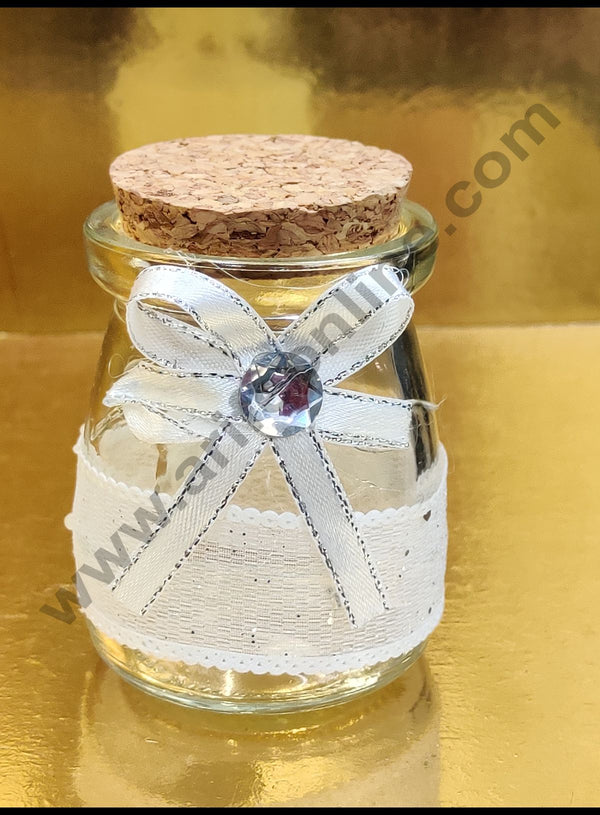 Cake Decor Mini Themed Glass Jars Wishing Jars With Cork Wishing Bottles - White Ribbon