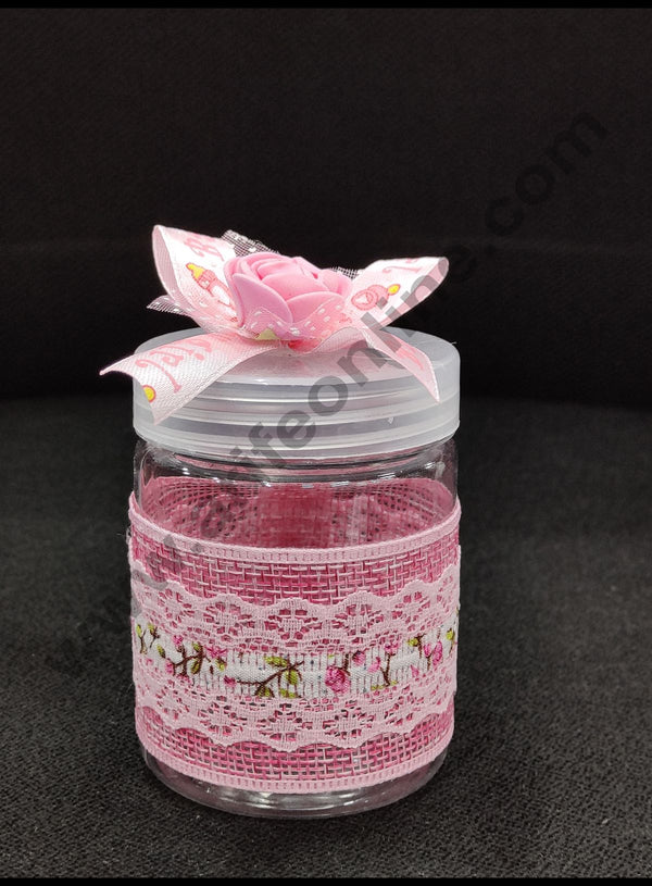 Cake Decor Mini Themed Plastic Jars Wishing Jars With - Pink Ribbons