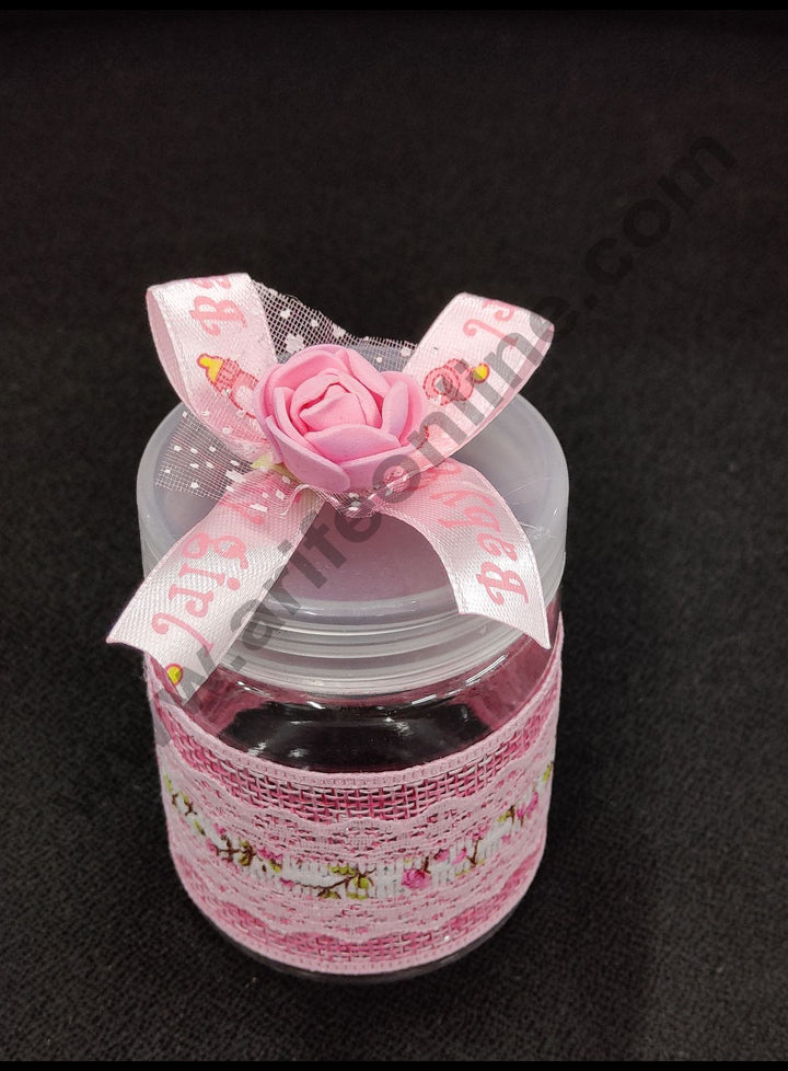 Cake Decor Mini Themed Plastic Jars Wishing Jars With - Pink Ribbons