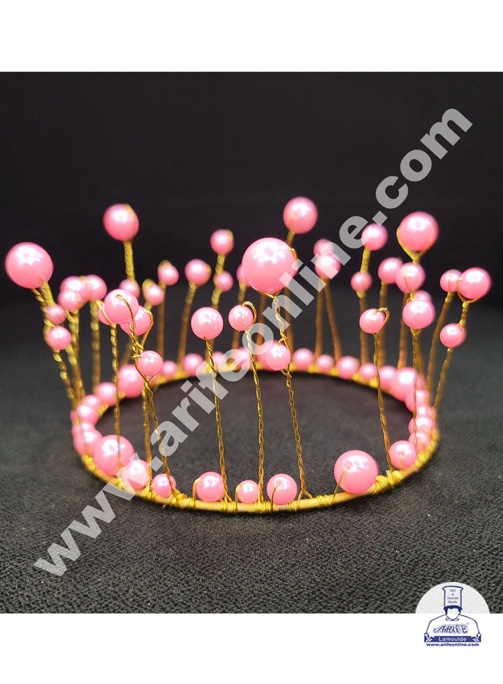 Cake Decor Pink Crown Cake Topper Wedding, Birthday Cake Decoration For King, Queen, Prince And Princess Party Wedding Hair Accessories Decoration