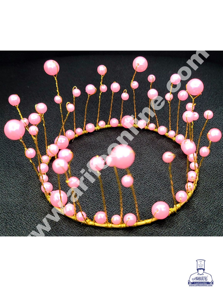 Cake Decor Pink Crown Cake Topper Wedding, Birthday Cake Decoration For King, Queen, Prince And Princess Party Wedding Hair Accessories Decoration