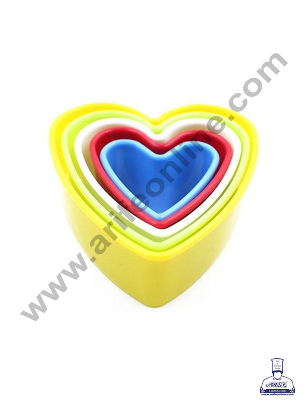 Cake Decor Plastic 5 pcs Heart Shaped Plastic Cookie Biscuit Pastry Fondant and Cake Cutter