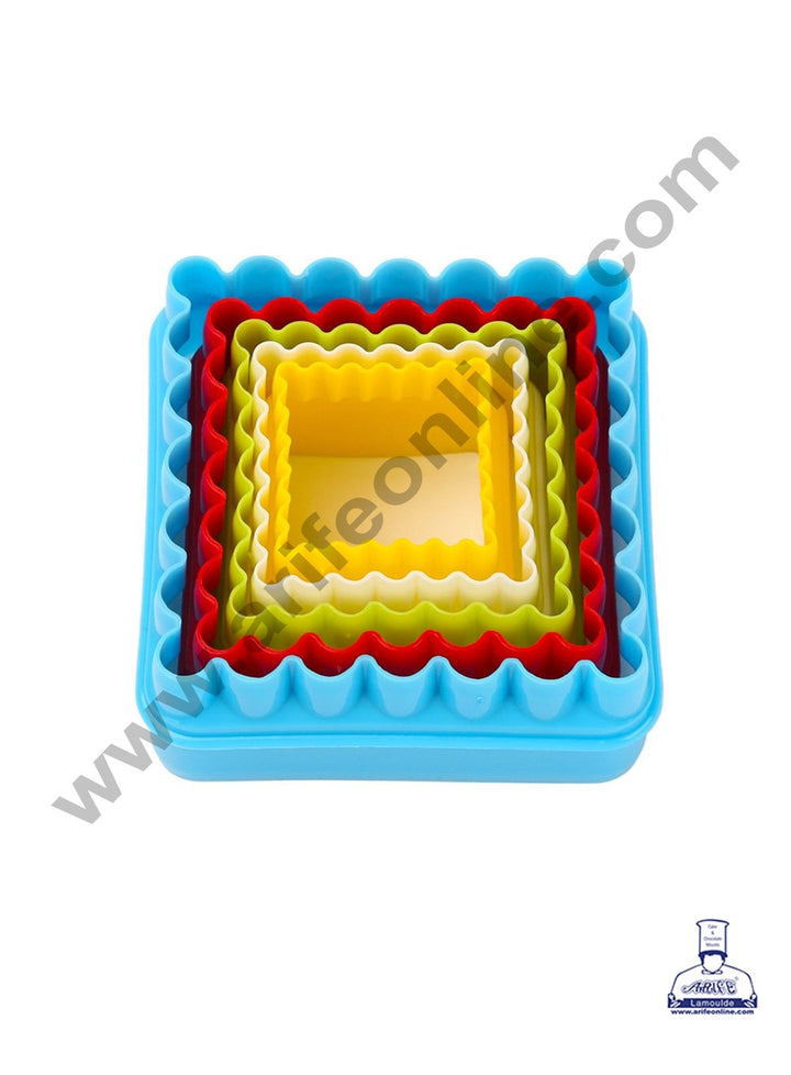 Cake Decor Plastic 5 pcs Square Shaped Plastic Cookie Biscuit Pastry Fondant and Cake Cutter