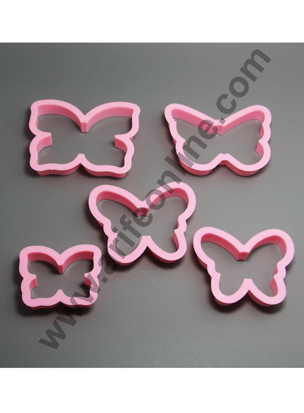 Cake Decor Plastic 5pcs Different Butterfly Shaped Plastic Cookie Biscuit Pastry Fondant and Cake Cutter