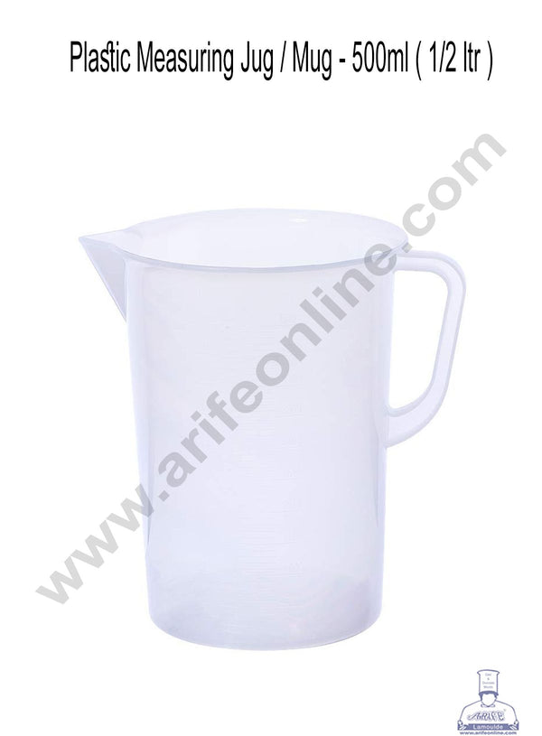 Cake Decor Plastic Measuring Jug / Mug 500ml (1/2 ltr) Beaker with Handle