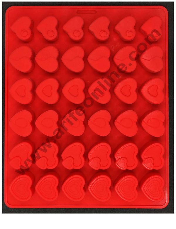 Cake Decor Silicon 36 Cavity Multi Shapes Hearts Shape Valentine Heart Broken Heart Brown Chocolate Mould, Ice Mould, Chocolate Decorating Mould
