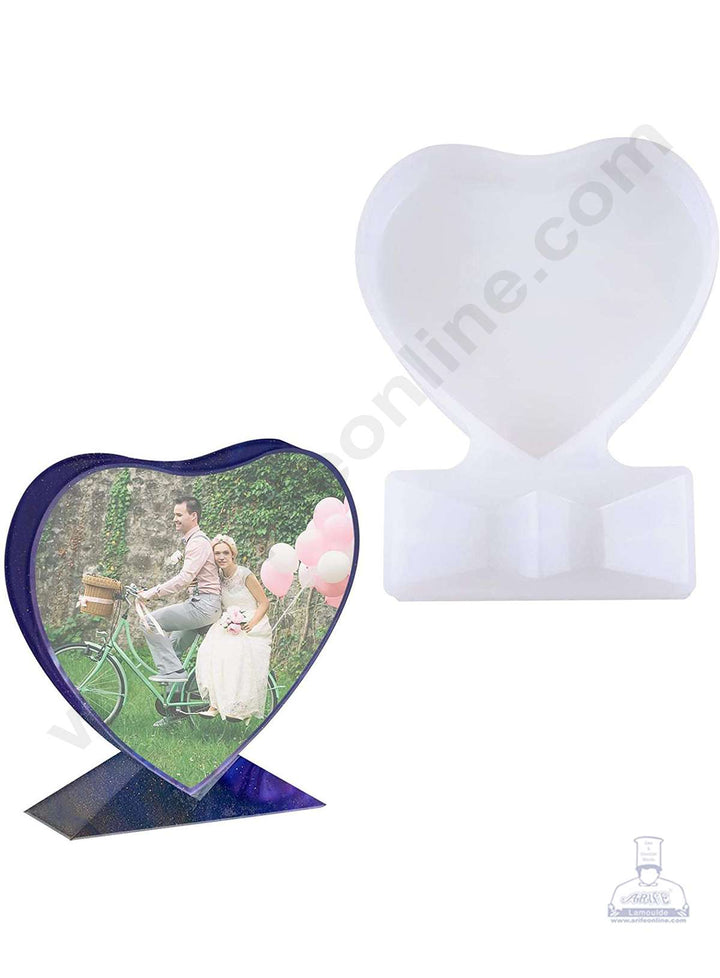 Cake Decor Silicon Resin Moulds - 1 Cavity Heart Shape Photo Frame Mould SBURP172-RM