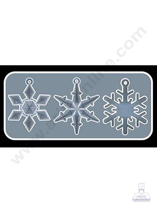 Cake Decor Silicon Resin Moulds - 3 Cavity Snow Flakes Pendant Mould SBURP171-RM