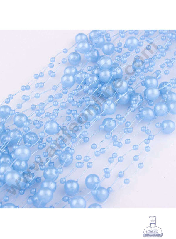 Cake Decor Sky Blue Artificial Pearls String Beads Chain Garland Flowers Wedding Christmas Party Decoration 3mm 8mm Beads (SBBD-007)