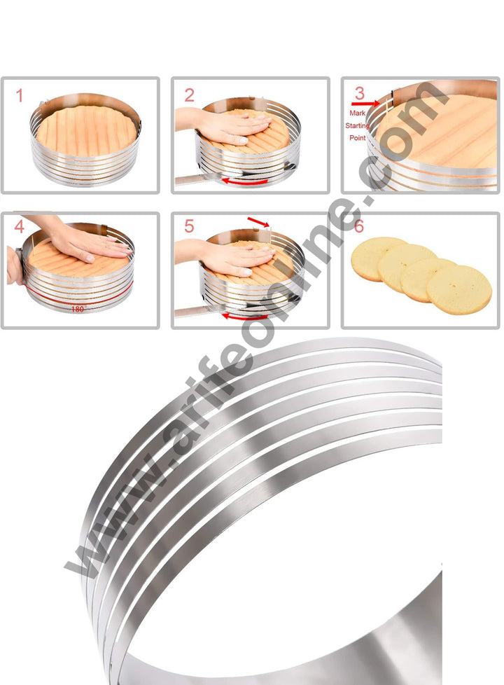 Cake Decor Stainless Steel Big Layer Cake Slicer – Adjustable Cake Slice Cutter Leveler – Adjustable 7 Round Cake Slicer